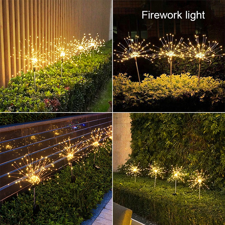 Solar Ground Firework Light Dandelion Copper Wire Light String Outdoor Waterproof  Garland Decoration Light