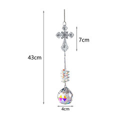 Cross Hanging Pendant Home Decor Garden Car Decoration Outdoor Crystal Ball