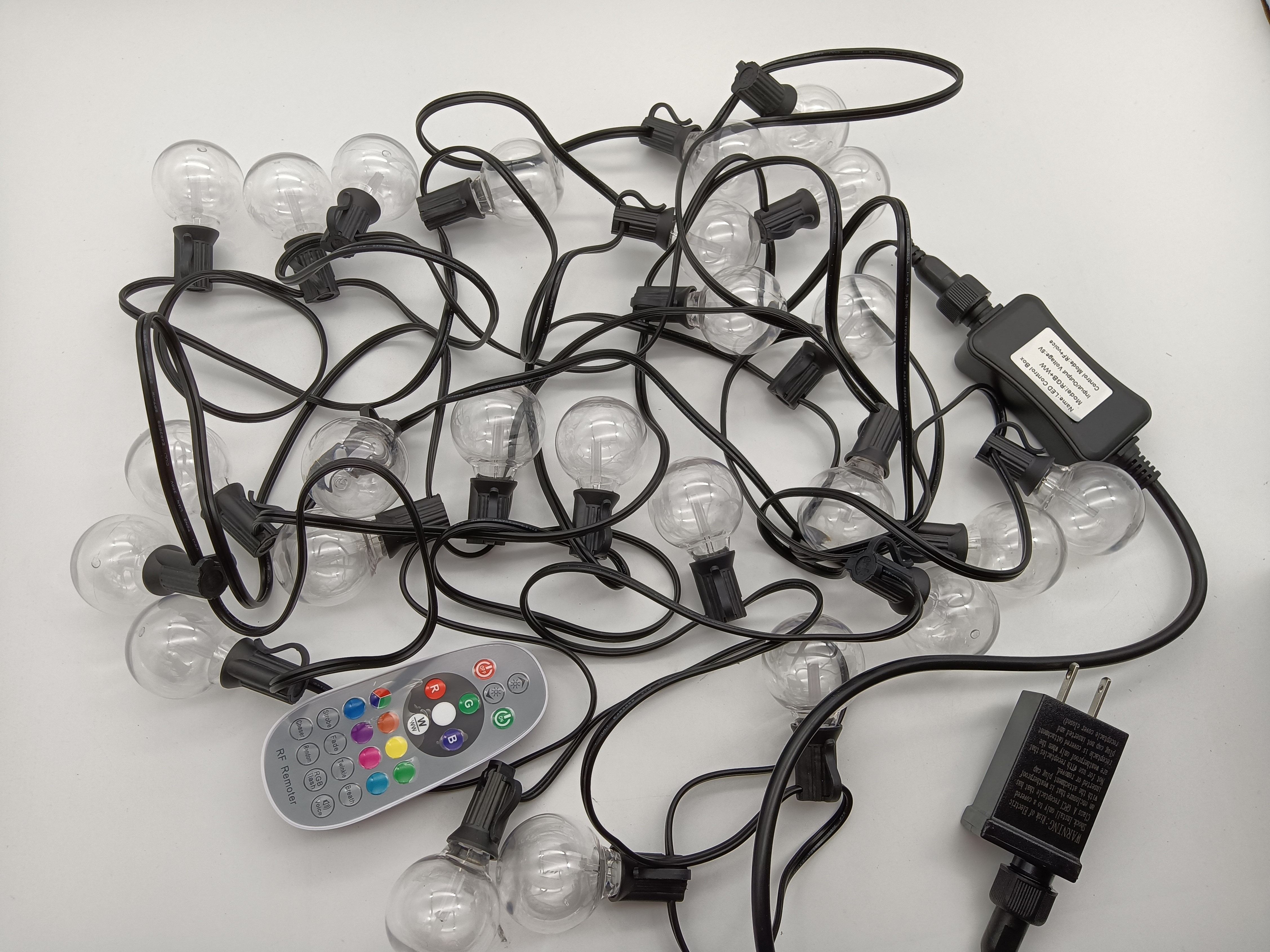 High Quality Shatterproof 25FT 25 Pcs G40 Bulbs Outdoor Garlands RGB LED with Remote for decoration