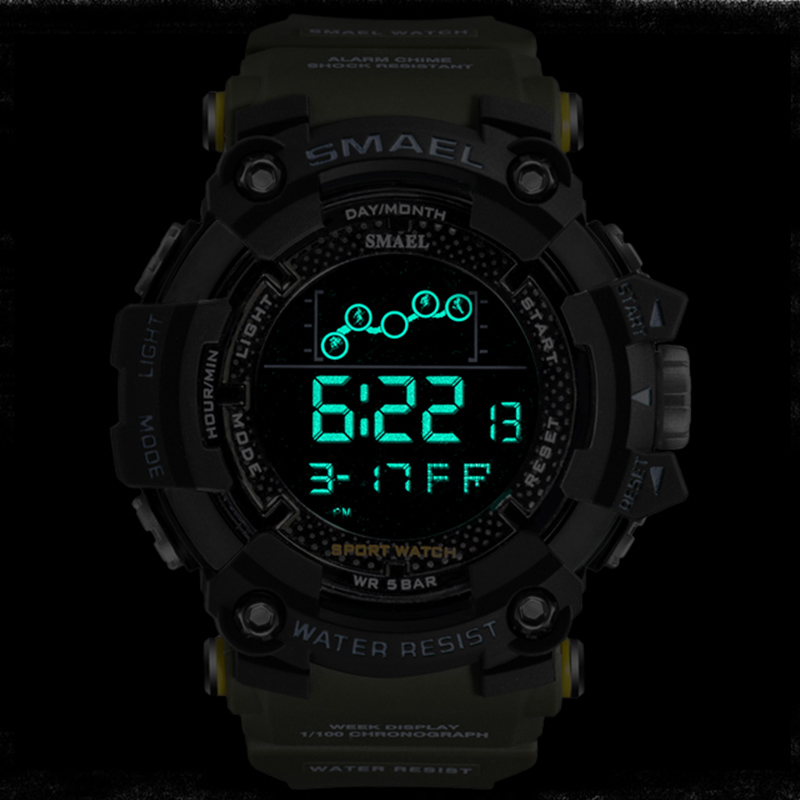 Smael 1802 Sport Watches Men Camouflage Dual Display Reloj Hombre Wrist Watch Alarm Clock Waterproof Mens Sport Watches 