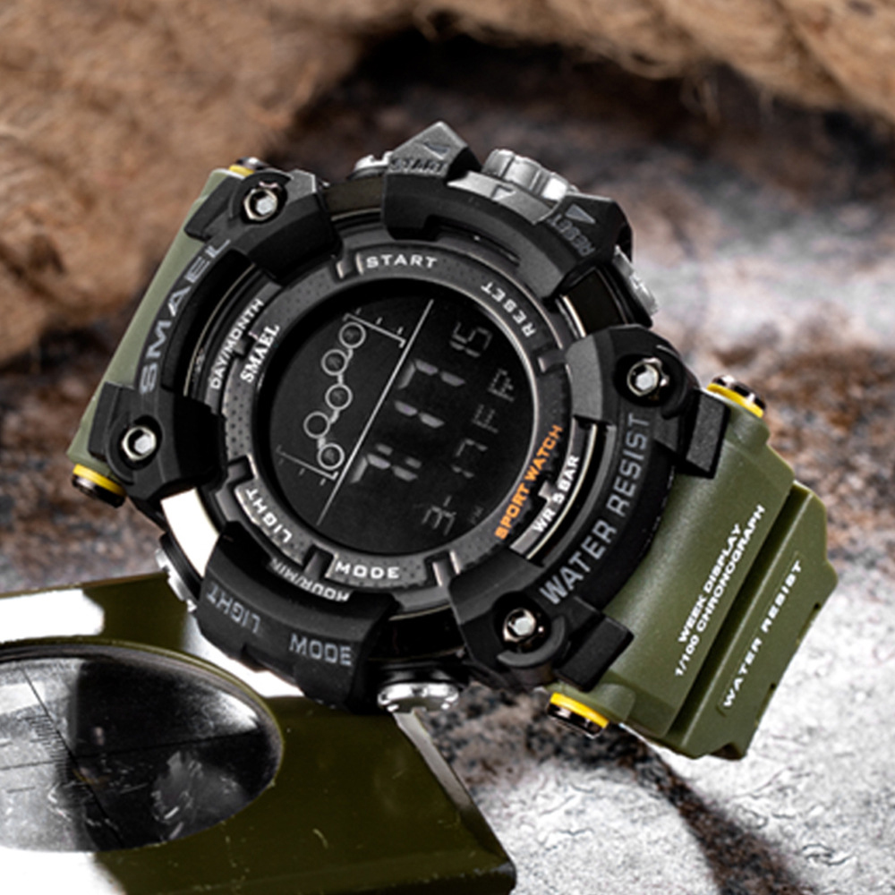 Smael 1802 Sport Watches Men Camouflage Dual Display Reloj Hombre Wrist Watch Alarm Clock Waterproof Mens Sport Watches 