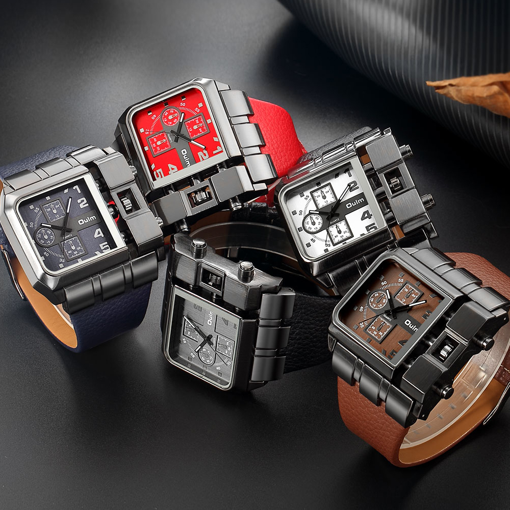    Luxury Fashion Sport  PU Leather Strap Wristwatch Mens Quartz Watches For Men