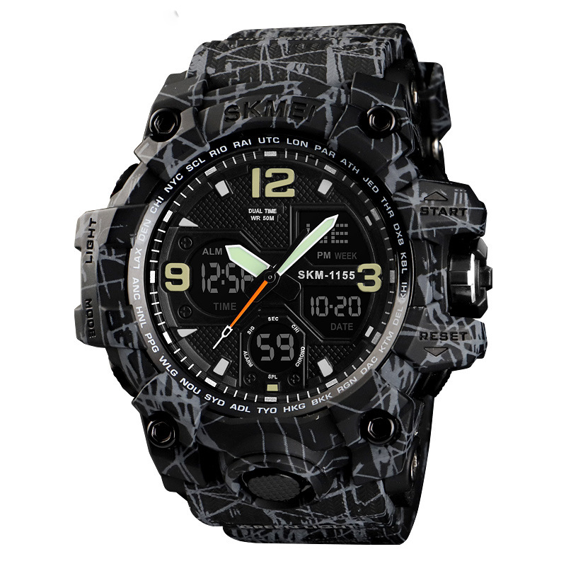 1155b Hot Selling Outdoor Shockproof Watches Men Wrist Waterproof Gray Digital Reloj Sport Watch
