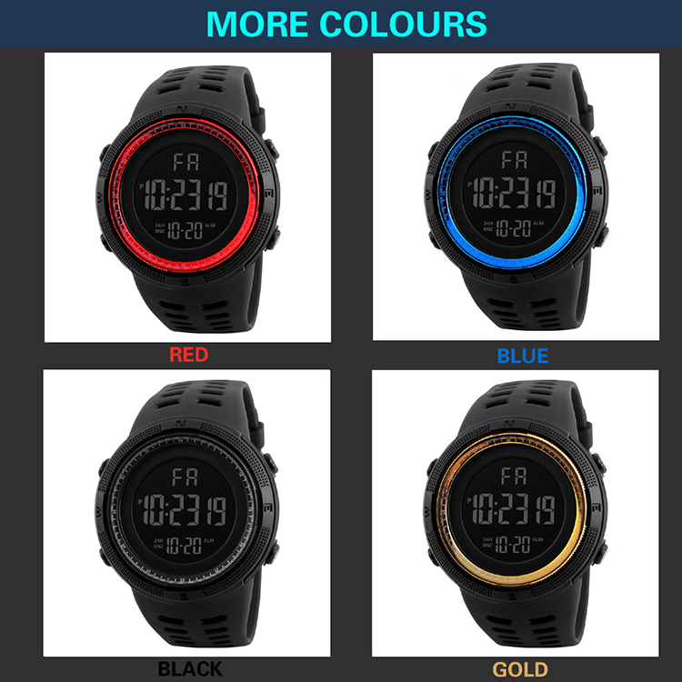  Fashion Black Plastic Digital Led Watch Cheap Reloj Sports Watches Men Wrist Waterproof Digital For Outdoor