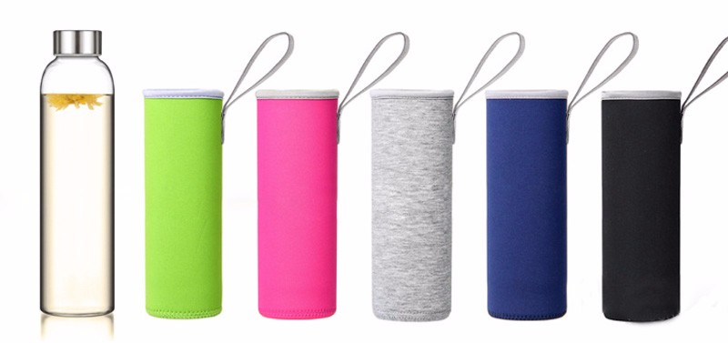 300/420/550/750/1000ml BPA Free Glass Sport Drinking Water Bottle With Tea Infuser and Nylon Sleeve Protect for Promotio