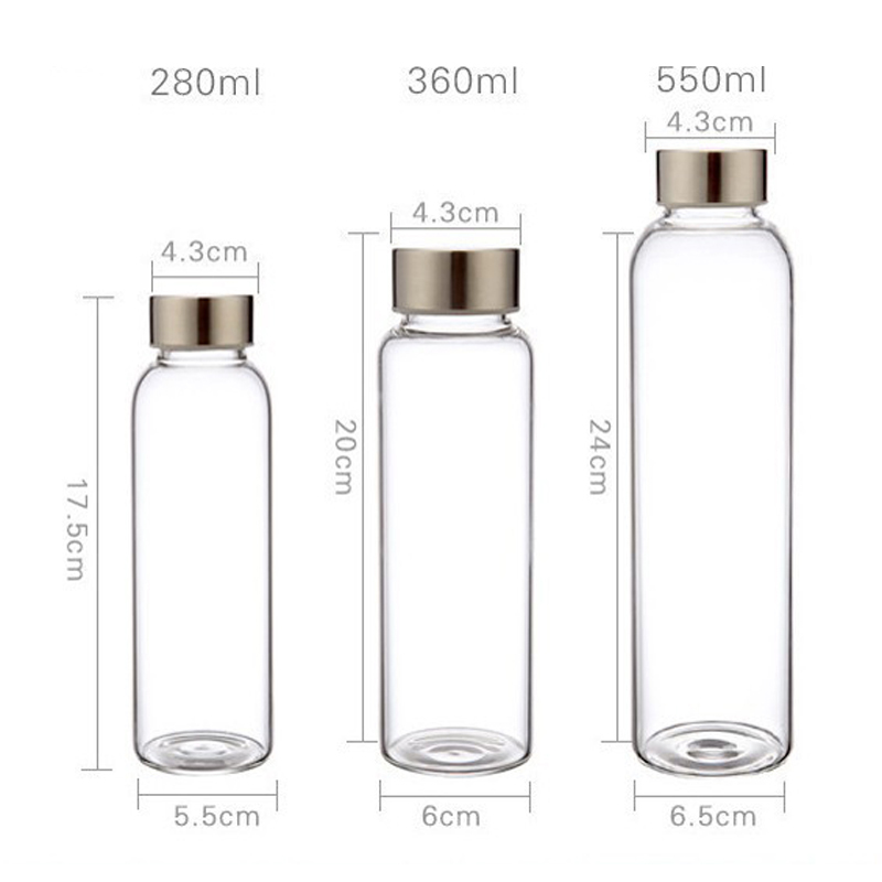 300/420/550/750/1000ml BPA Free Glass Sport Drinking Water Bottle With Tea Infuser and Nylon Sleeve Protect for Promotio