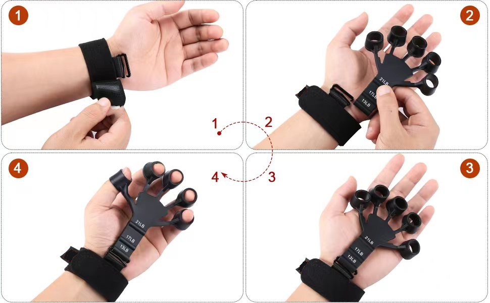 Hand Resistance Band Grip Wrist Stretcher Finger Forearm Trainer Exercise Carpal Expander Silicone Finger Gripper