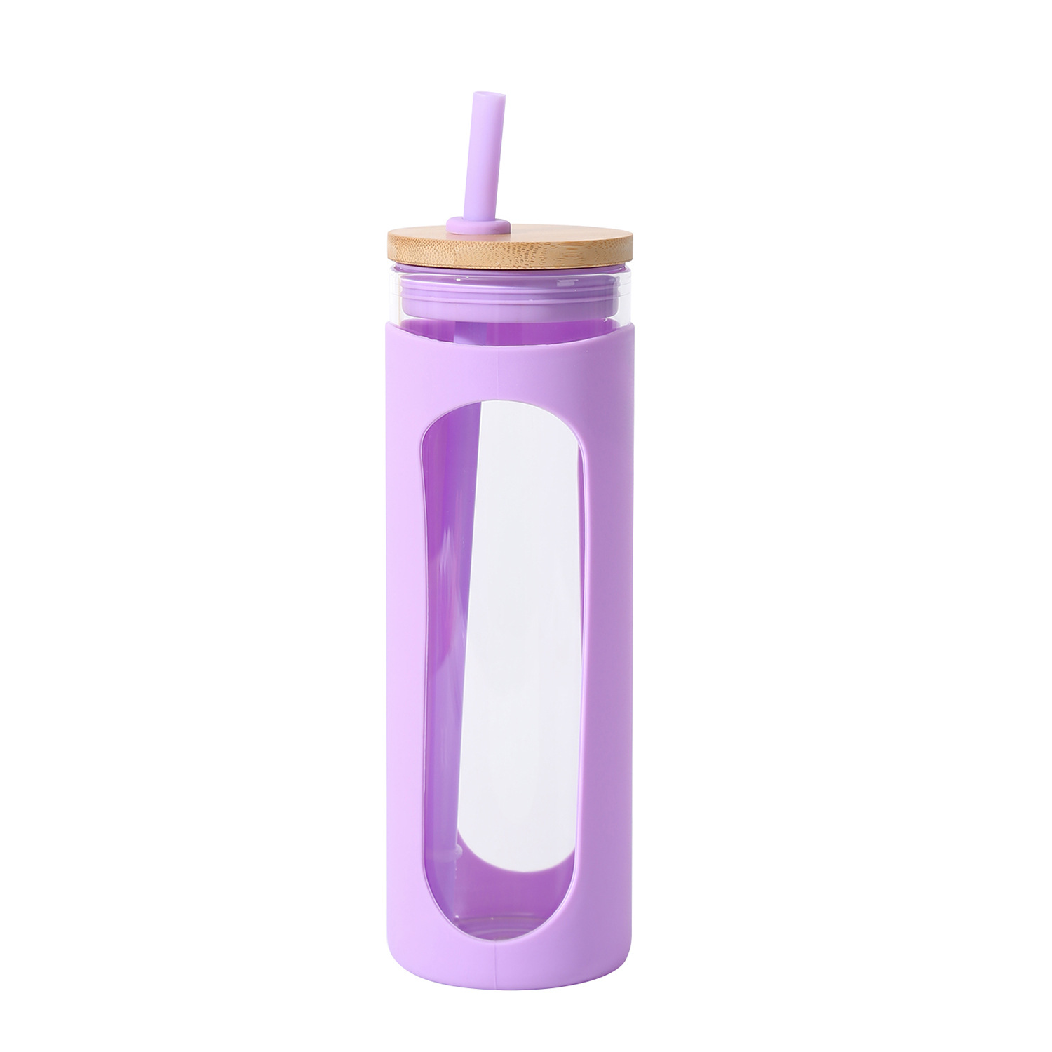 Anti-scald Glass Water Bottle 550ml Sports Bottle Colorful Sleeve Glass Drink Bottles