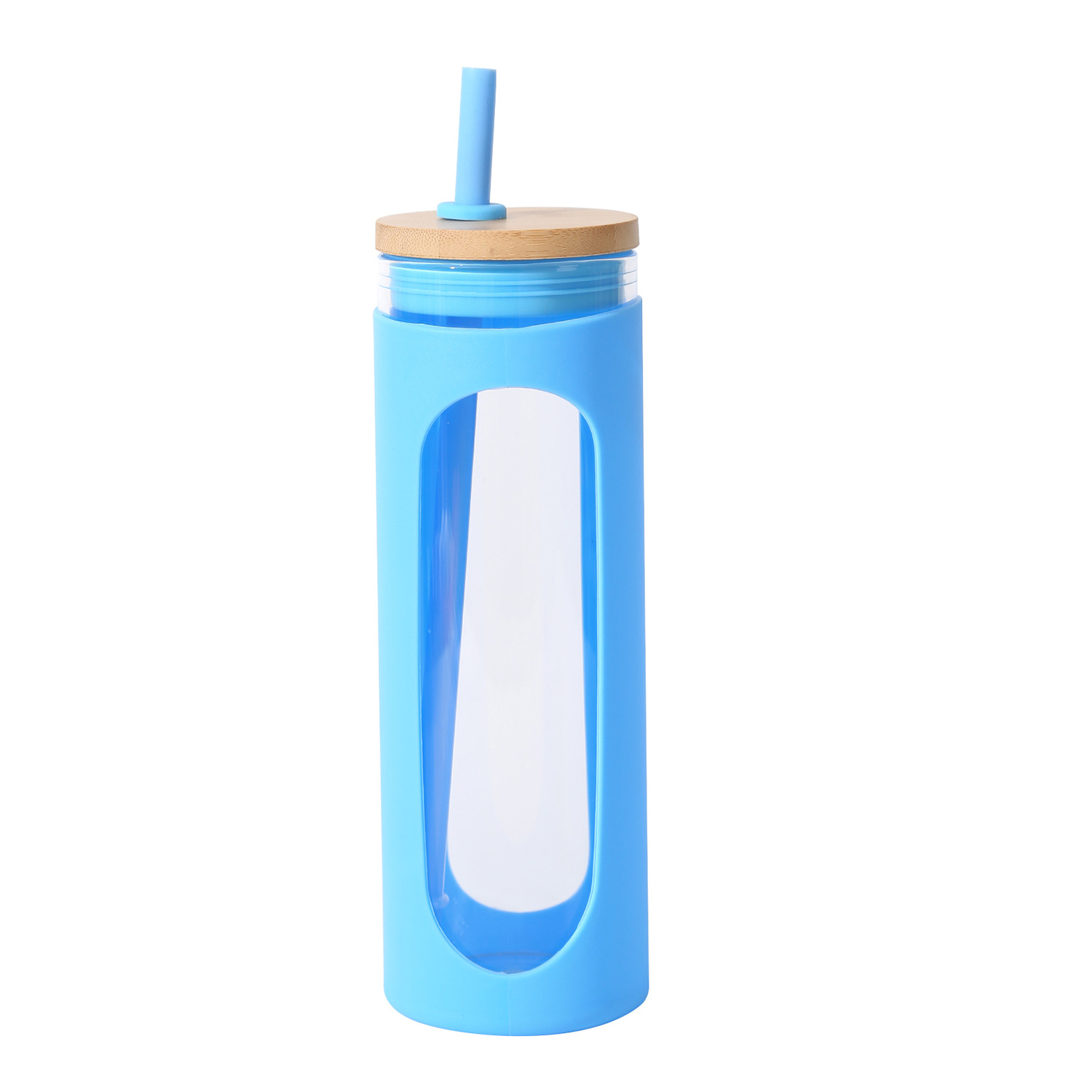 Anti-scald Glass Water Bottle 550ml Sports Bottle Colorful Sleeve Glass Drink Bottles