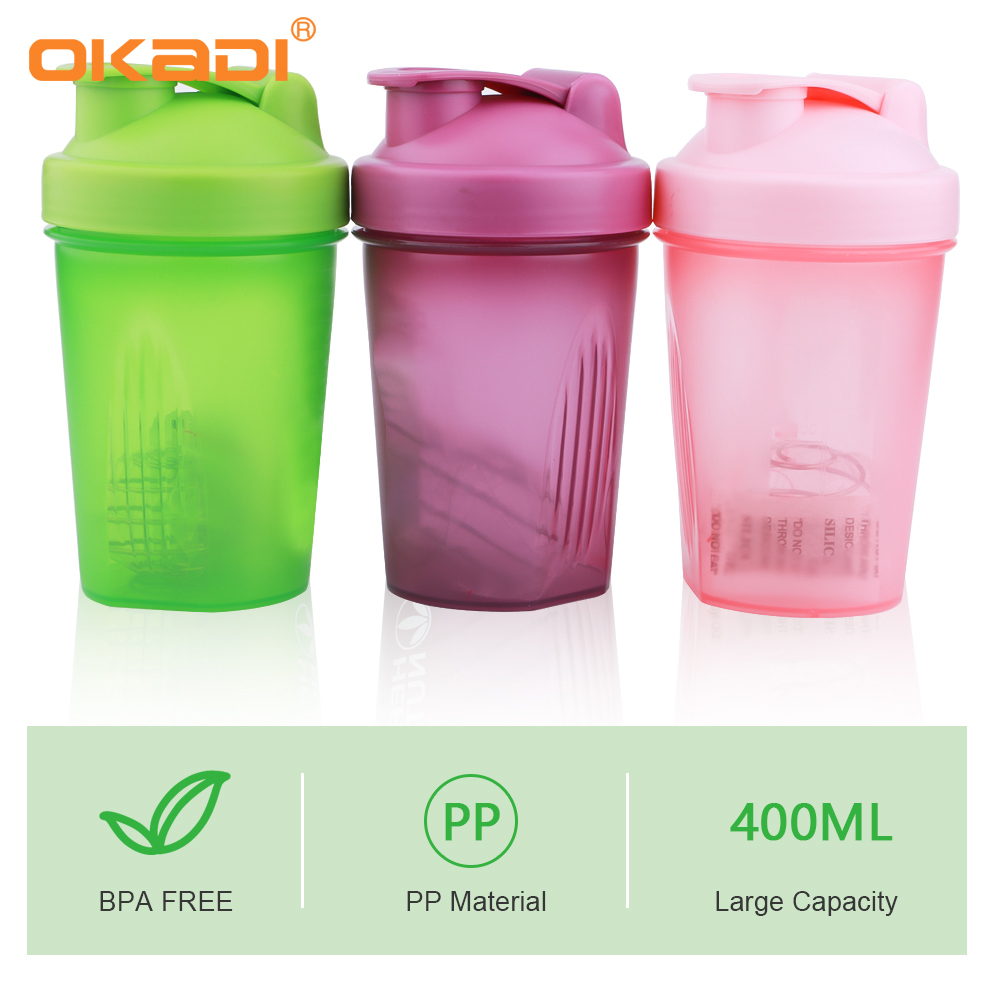 400ml High Quality  Sport BPA free Plastic Shaker Bottle with  