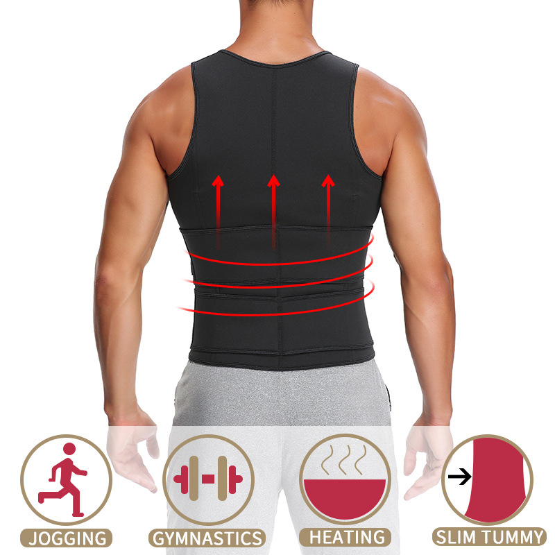 Adjustable 2 Belts men workout waist trainer Straps Neoprene Corset Compression Slimming Sauna Tank Top Sweat Vest With 