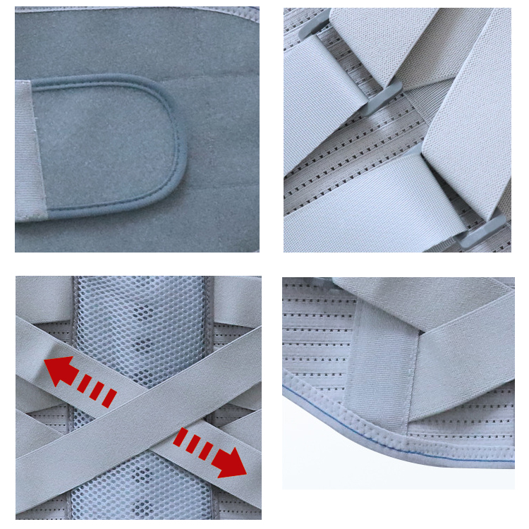 YOUJIE Private Label Women Men Gray Adjustable Lumbar Decompression Lower Back Waist Support Straightener Brace with Sta
