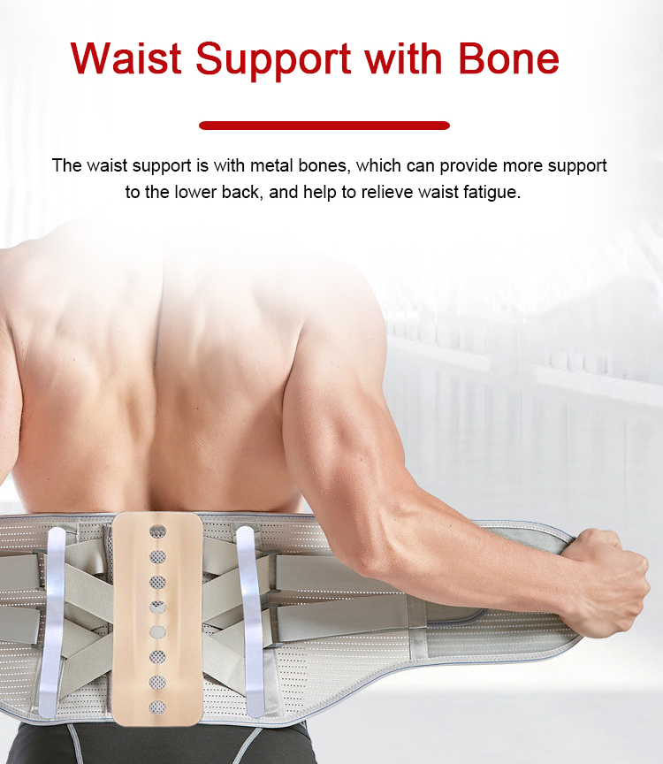 YOUJIE Private Label Women Men Gray Adjustable Lumbar Decompression Lower Back Waist Support Straightener Brace with Sta
