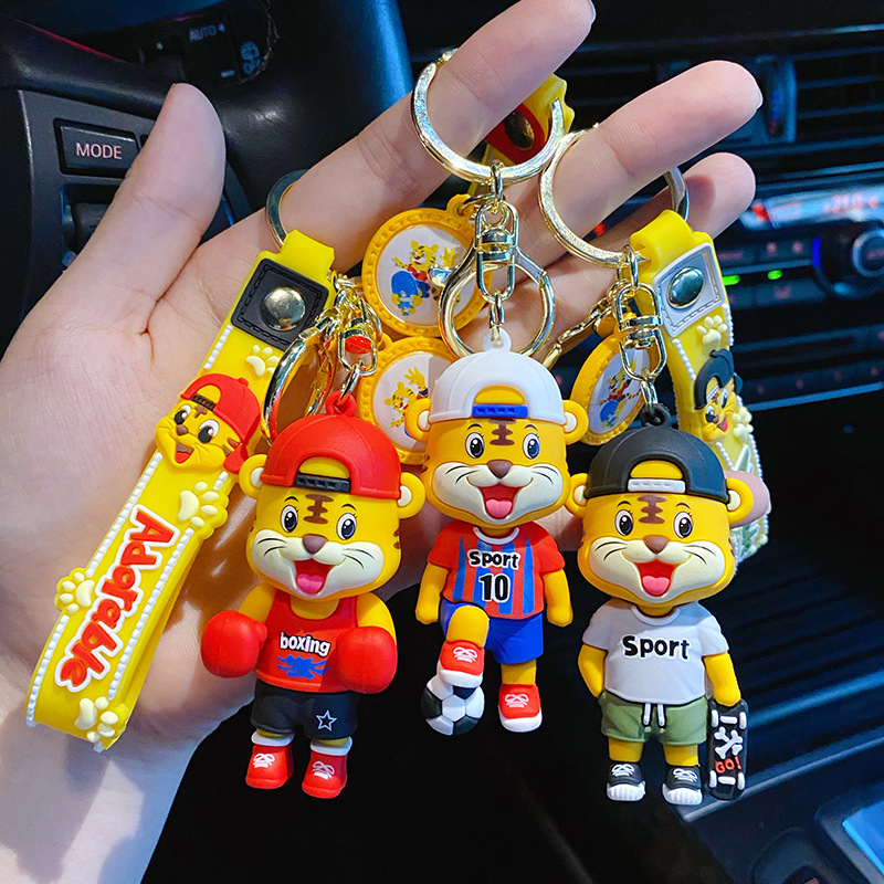 3D Dolls   Key Chain with Wristband Handbag Ornament Bag Pendant Lovely Sport Tiger Basketball Keychain