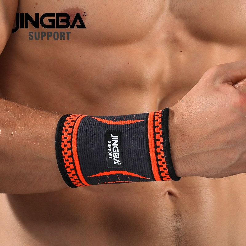 JINGBA SUPPORT 6017B A mazon Hot Sale Colorful Elastic Nylon Knitting Wrist Support sports supporting wristband Wrist Br