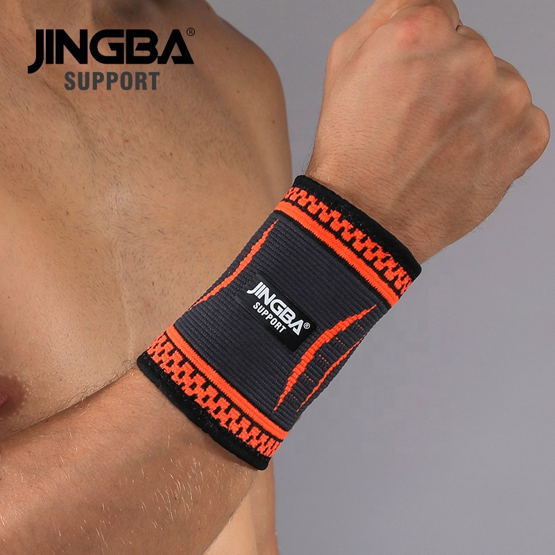 JINGBA SUPPORT 6017B A mazon Hot Sale Colorful Elastic Nylon Knitting Wrist Support sports supporting wristband Wrist Br