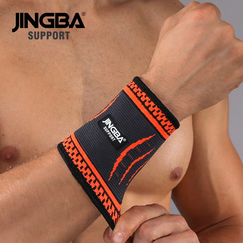 JINGBA SUPPORT 6017B A mazon Hot Sale Colorful Elastic Nylon Knitting Wrist Support sports supporting wristband Wrist Br