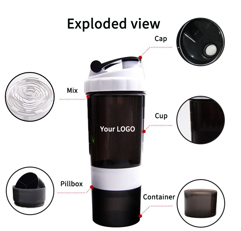  Classic Loop Top Shaker Sports Water Bottle, Recycled Plastic BPA Free Gym Protein Shaker Bottle