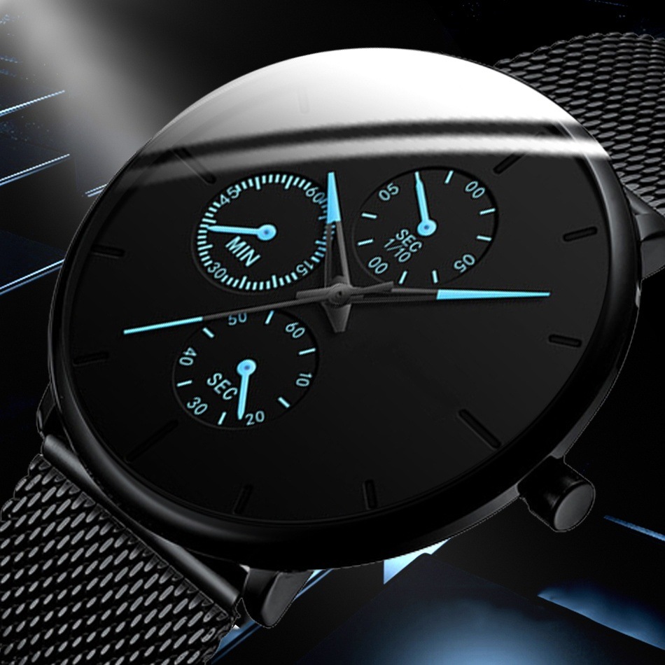 2021  Sale Men's Watches Simple Casual Stainless Steel Mesh Belt Quartz Watch For Men Fashion Sport Wristwatch Fo
