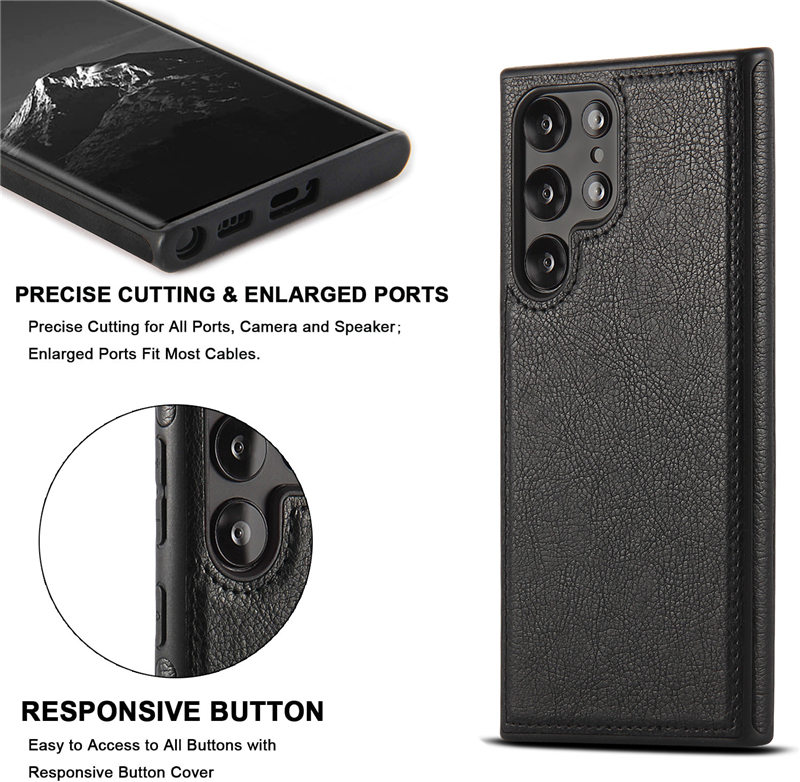 Slim Back Cover Business Style Pu Leather Mobile Phone Bags For Samsung Galaxy S22 Ultra S23 5G Original Case