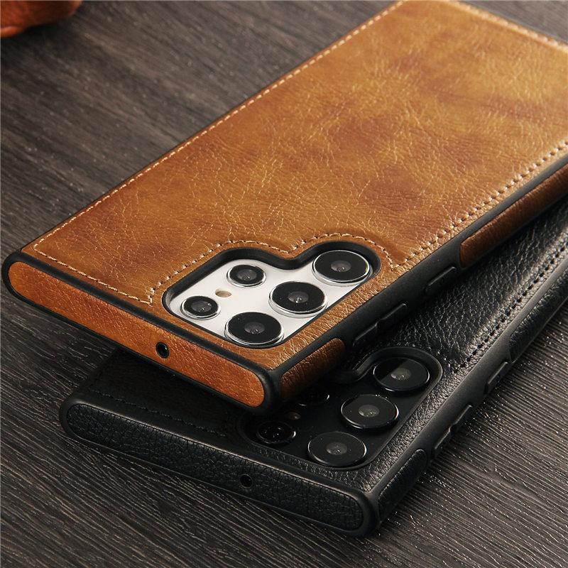 Slim Back Cover Business Style Pu Leather Mobile Phone Bags For Samsung Galaxy S22 Ultra S23 5G Original Case