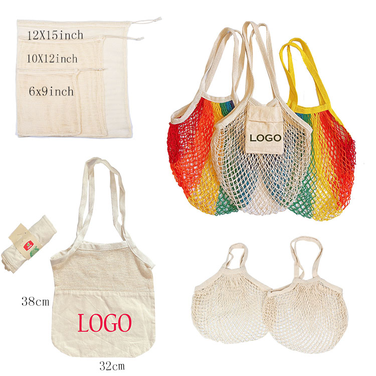 Reusable Organic Cotton Tote Mesh Food Shopping String Net Bag