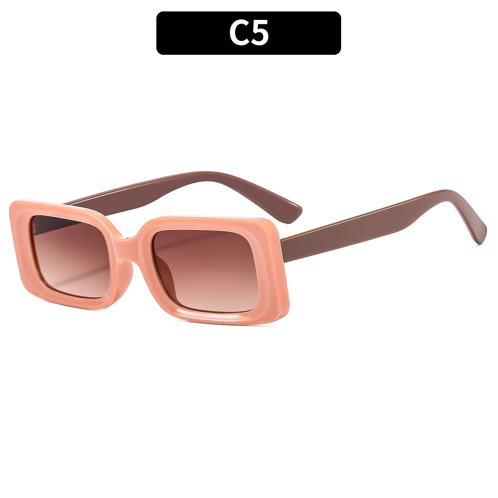 Retro UV400 Trend Color Matching Shades Sunglass Small Size Men Square Frame Sunglasses