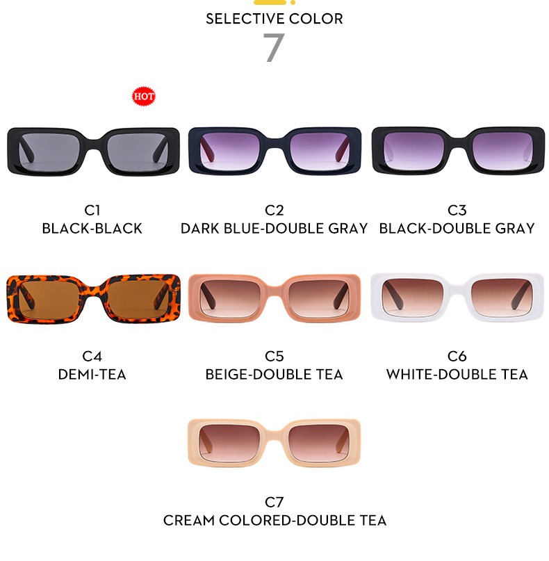 Retro UV400 Trend Color Matching Shades Sunglass Small Size Men Square Frame Sunglasses