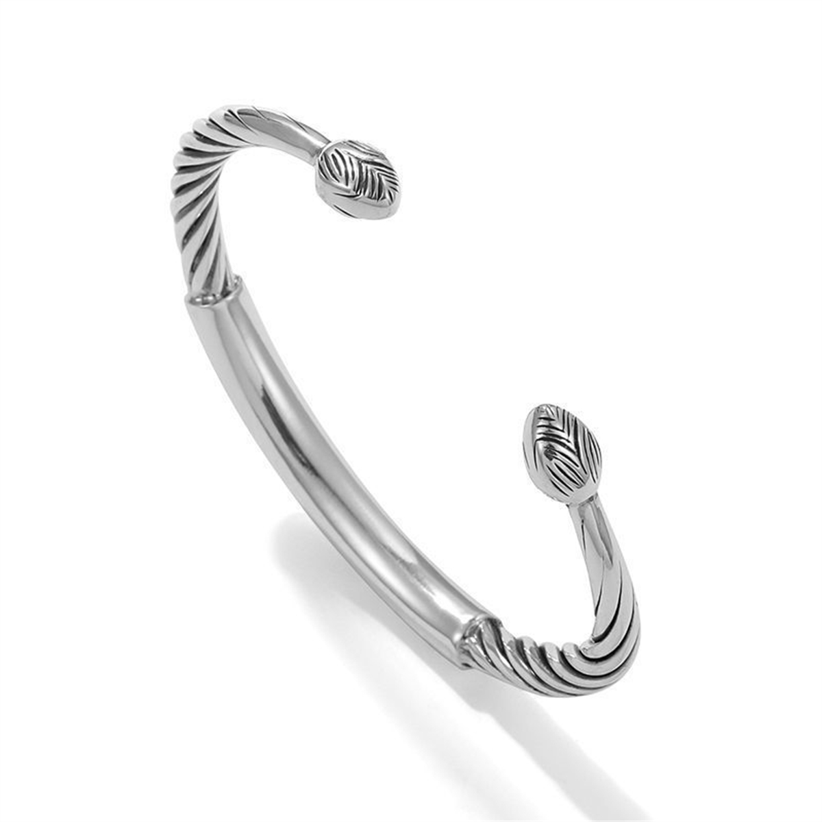 Men Women Vintage Six-Character Mantra Open Bangle Silver Twisted Cuff Heart Sutra Bracelet