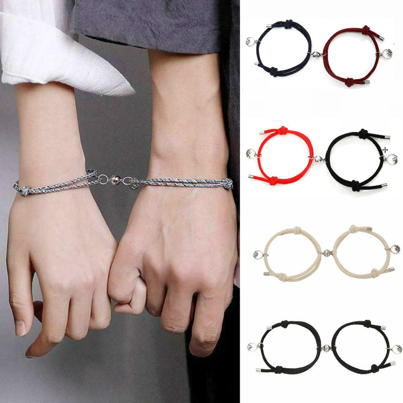 2pcs Couple Magnet Attract Each Other Creative Personality Couple Bracelet Men and Women Charm Girl Bracelet Jewelry Lov