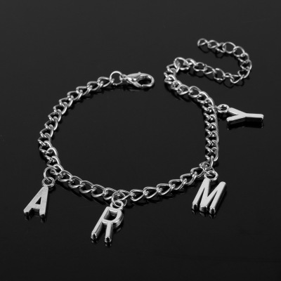 ARMY Letter Charm Bracelet Initial for Women Men Teen Kpop Boys Jewelry Korean Style Birthday Gifts