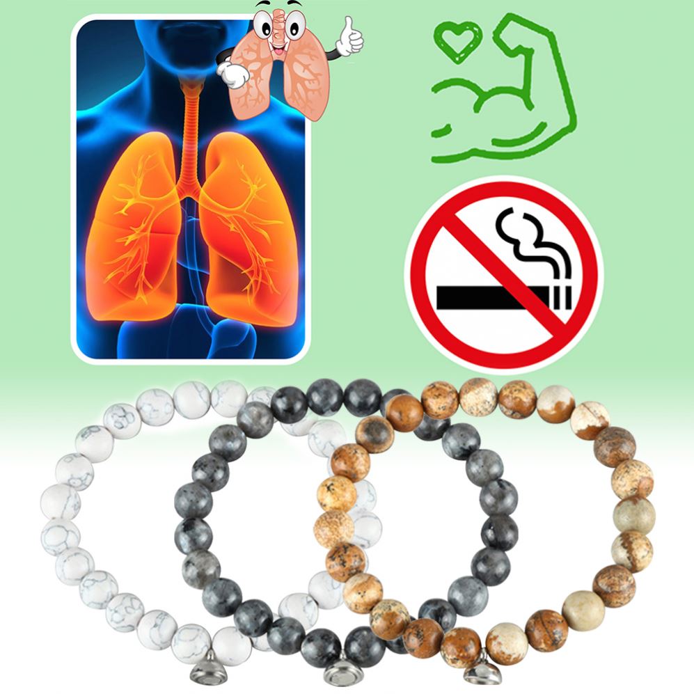 SHQS0315 Hot Selling Magnet Charm Beads Stretch Natural Stone Lava Bead Bracelet For Men Smoking Cessation Bracelets