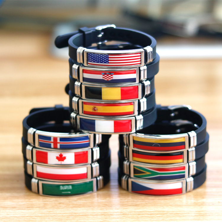  National Sports Silicone Bracelet Flag Country Event Wristbands rubber band hand catenary