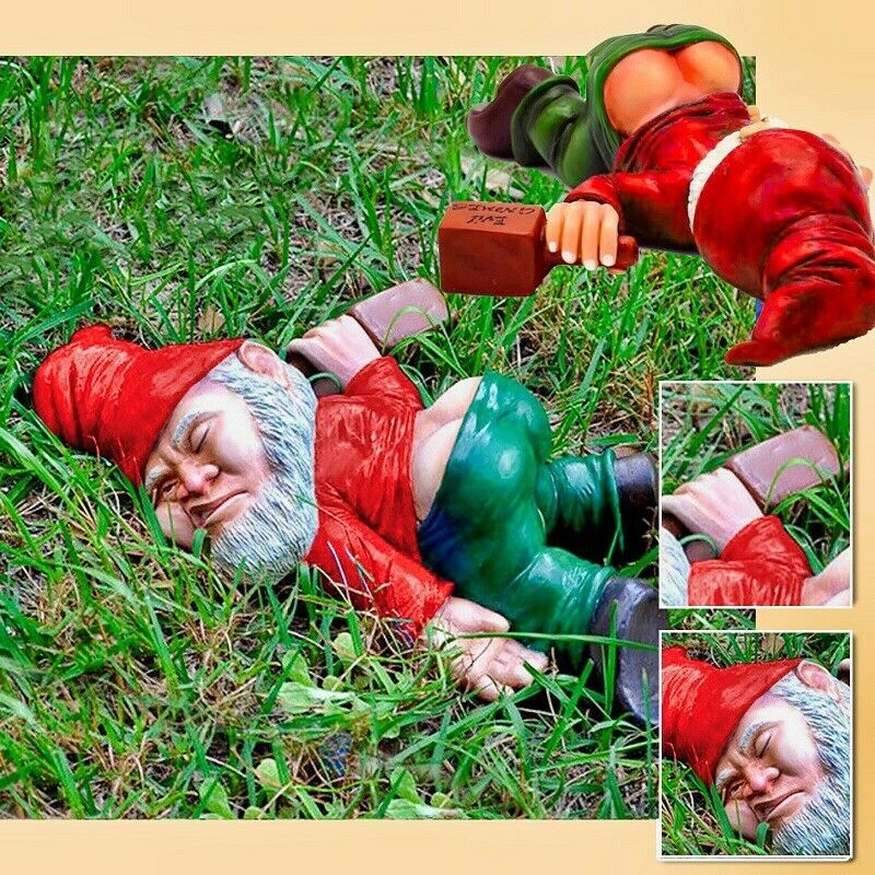 Creative Drunk Gnome Patio Ornament Garden Funny Rude Drunken Disorderly Statue Figurine Garden Accessories Decoration