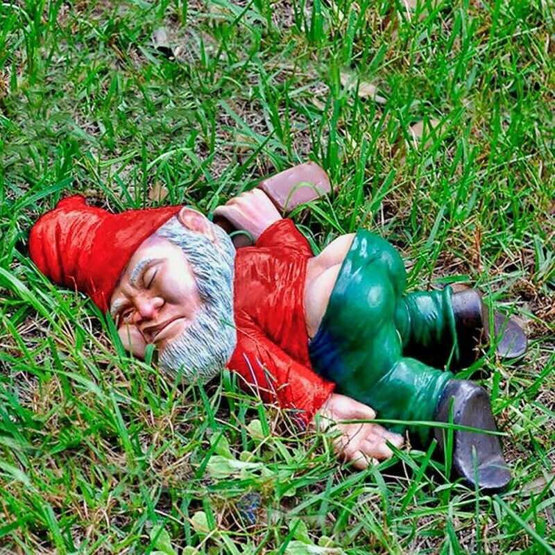 Creative Drunk Gnome Patio Ornament Garden Funny Rude Drunken Disorderly Statue Figurine Garden Accessories Decoration