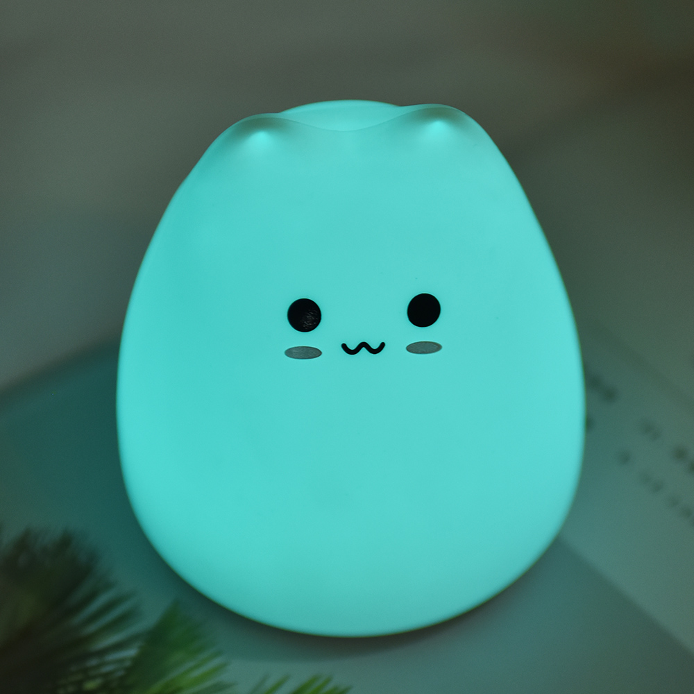 Mini Colorful Cute Cat Silicone Night Light Bedroom Atmosphere baby night light with touch sensor soft table lamp