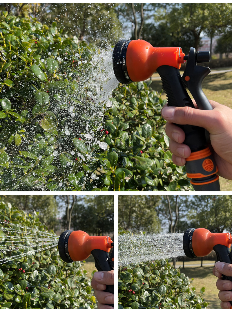 Plastic 8- Pattern Adjustable Irrigation Sprayer High Pressure Garden Water Spray Gun for Irrigation