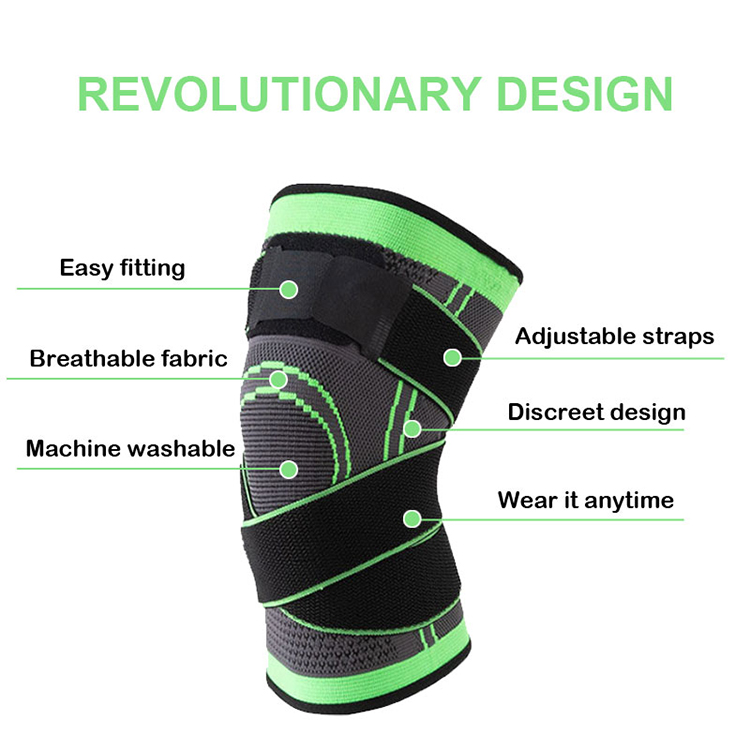  adjustable strap knitted knee support compression weightlifting powerlifting knee sleeve