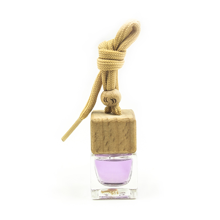 Square Shape Glass Car Perfume Bottles Pendant 5ml Perfume Empty Hanging Car Diffuser Glass Bottles