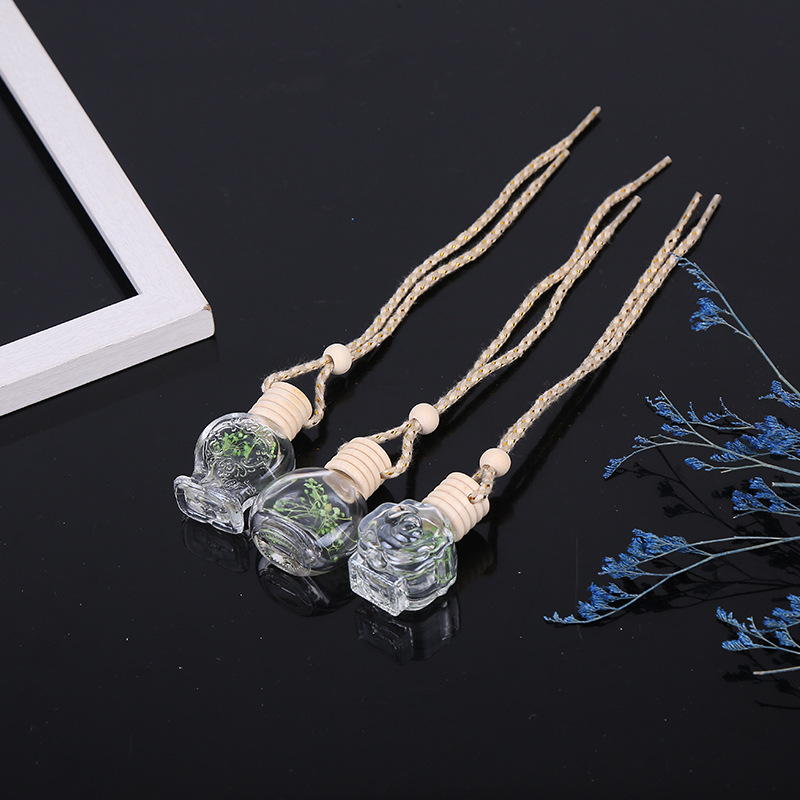 New Car Pendant Matte Frosted Square Glass Empty Bottle Car Perfume Bottle Pendant Jewelry Car Hanger