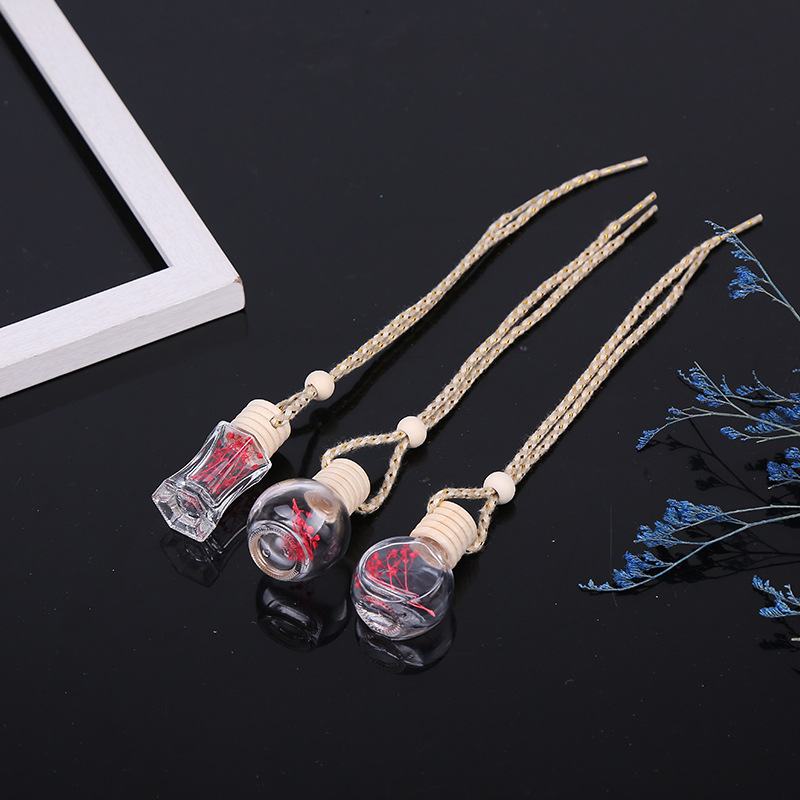 New Car Pendant Matte Frosted Square Glass Empty Bottle Car Perfume Bottle Pendant Jewelry Car Hanger