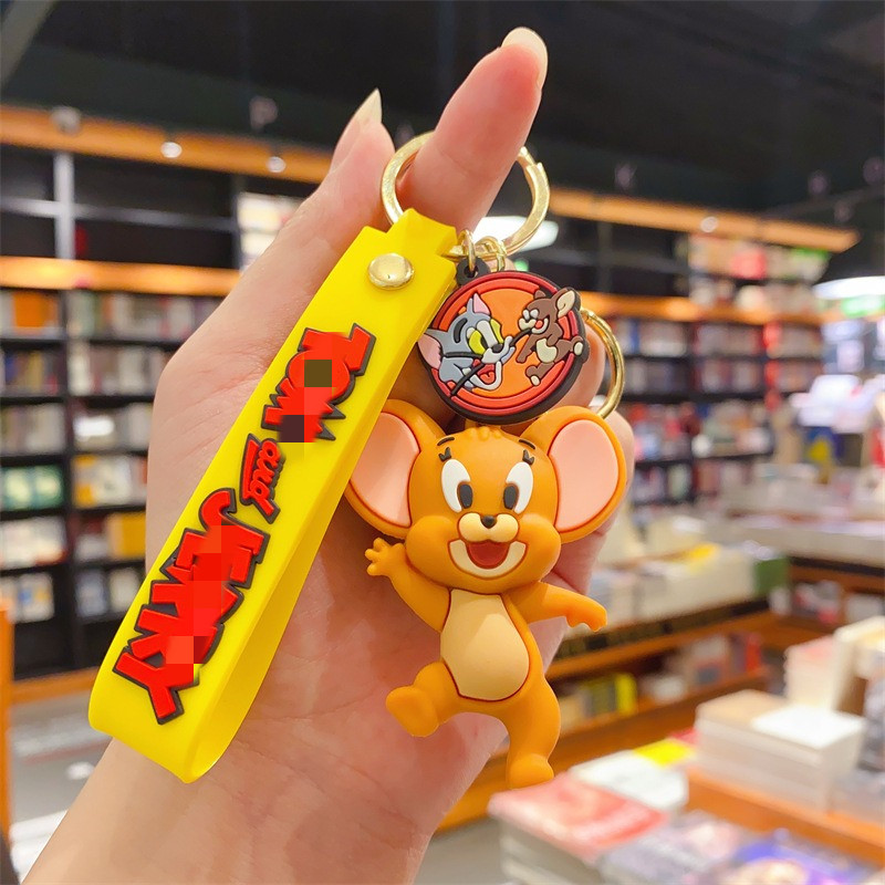 Cartoon Creative Cat Mouse Key Chain Cute Toy Car Key Pendant Couple Pendant 3D PVC Tom Mouse Keychain