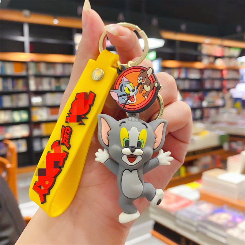 Cartoon Creative Cat Mouse Key Chain Cute Toy Car Key Pendant Couple Pendant 3D PVC Tom Mouse Keychain