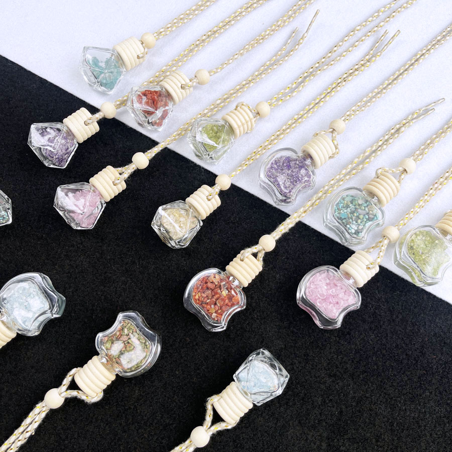  Mixed Quartz Crystal Chips Wishing Bottle Pendant For Car Hanging