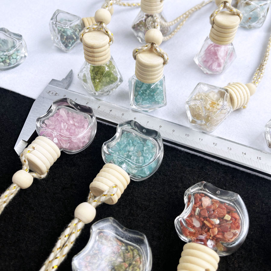  Mixed Quartz Crystal Chips Wishing Bottle Pendant For Car Hanging