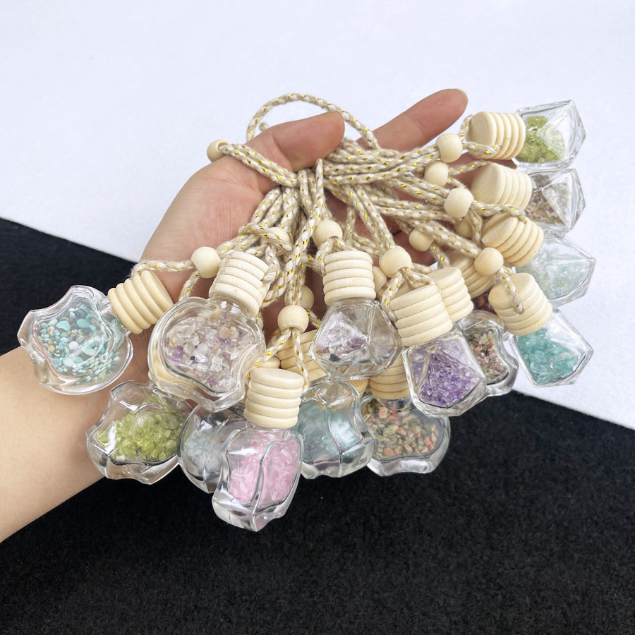 Mixed Quartz Crystal Chips Wishing Bottle Pendant For Car Hanging