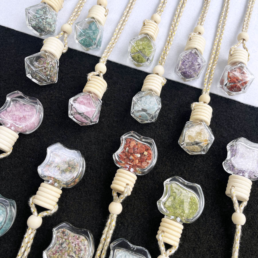  Mixed Quartz Crystal Chips Wishing Bottle Pendant For Car Hanging