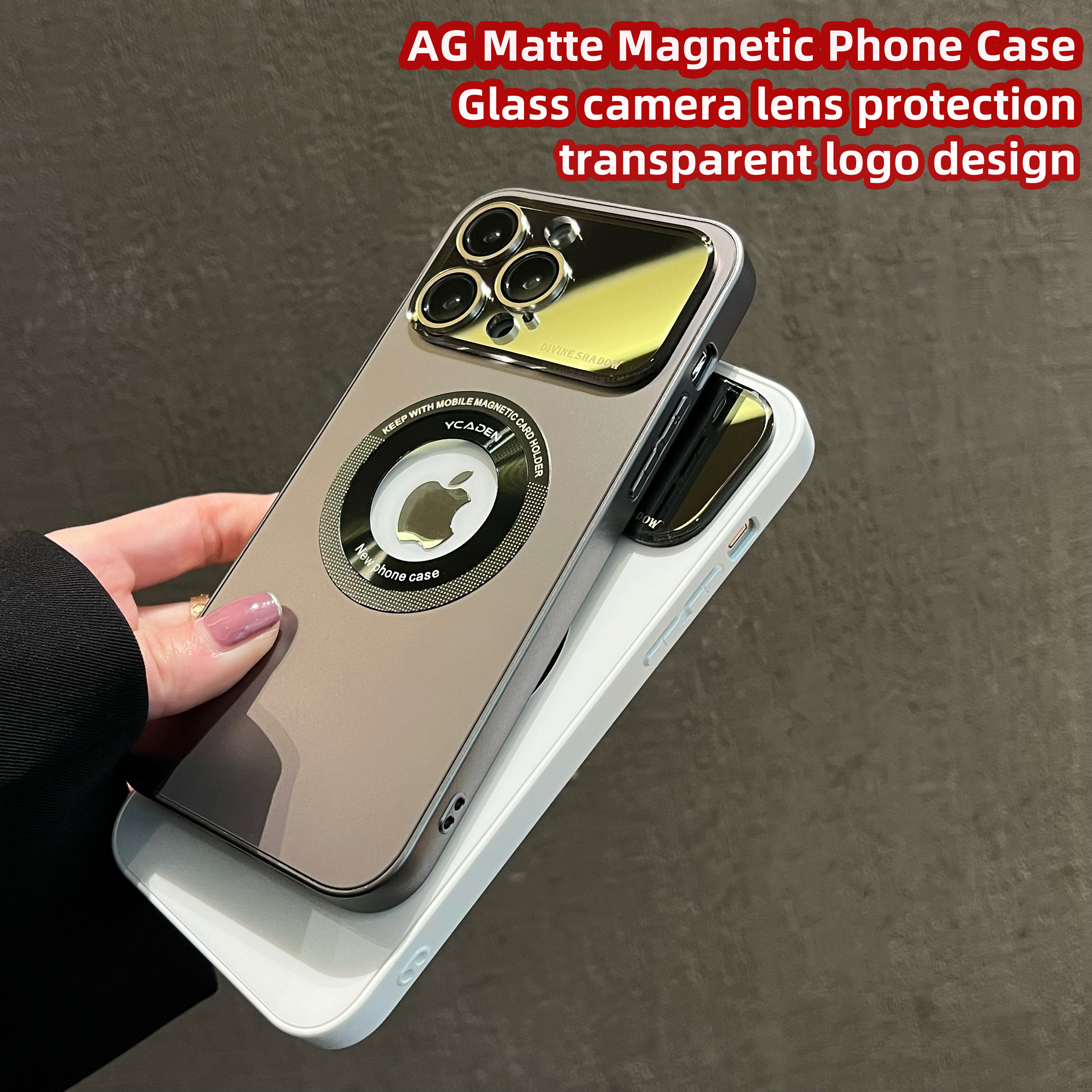 Designer Large Window  Hole Magnetic Phone Case for iPhone 14 13 12 11 Pro Max PC Hard Shockproof Camera Lens Case