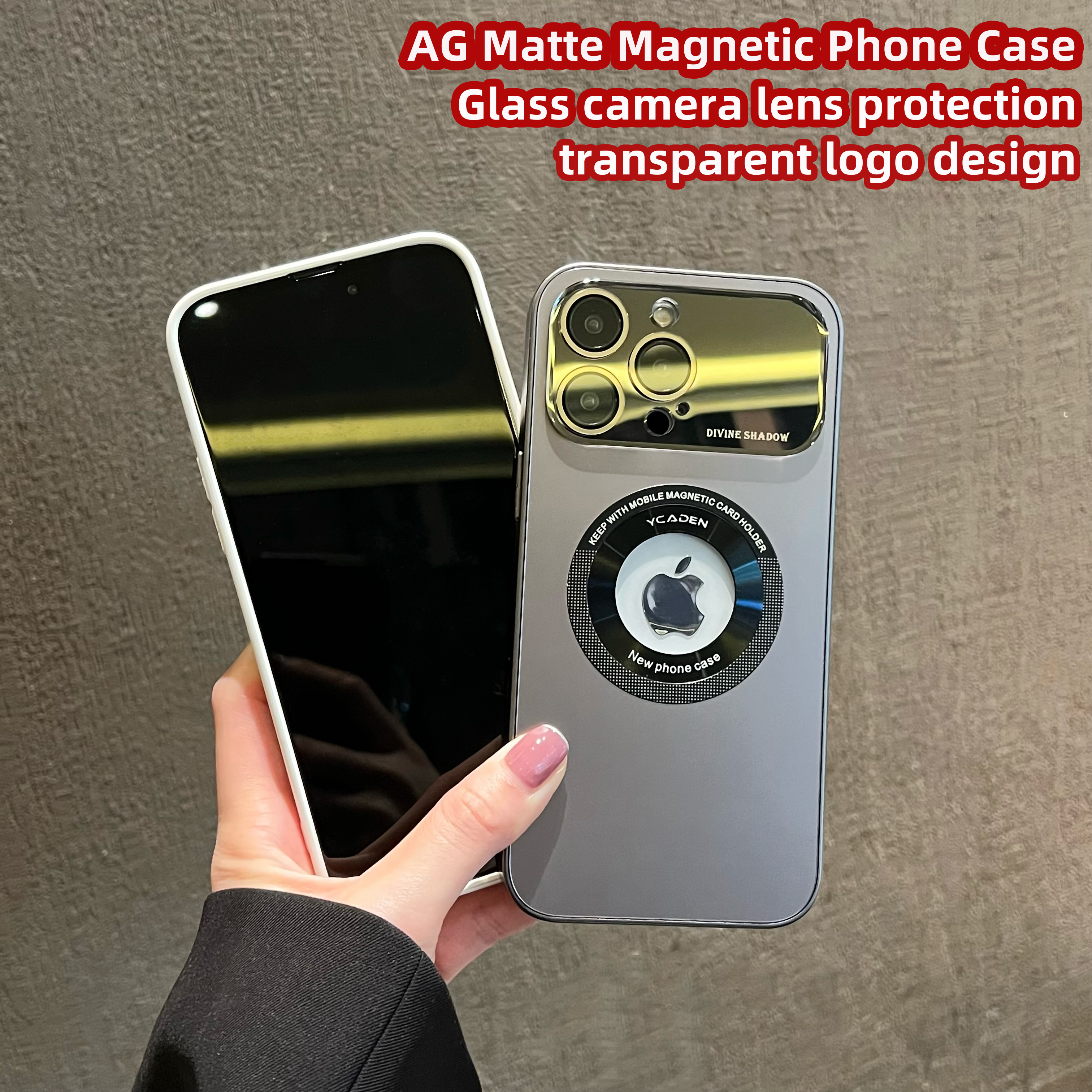 Designer Large Window  Hole Magnetic Phone Case for iPhone 14 13 12 11 Pro Max PC Hard Shockproof Camera Lens Case