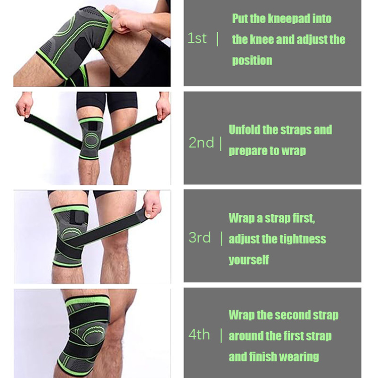  adjustable strap knitted knee support compression weightlifting powerlifting knee sleeve